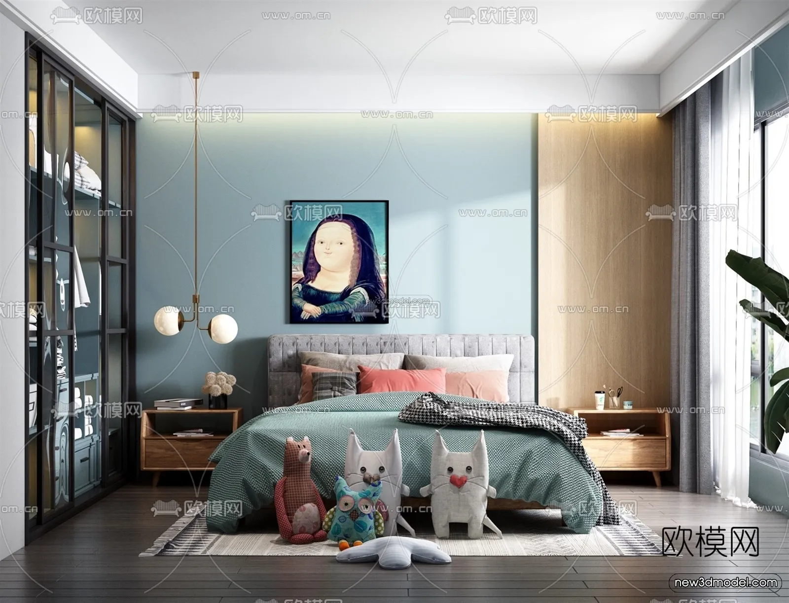 Morandi Style Interior 3D Blocks – Bedroom 3D Scene – 157 – VRAY