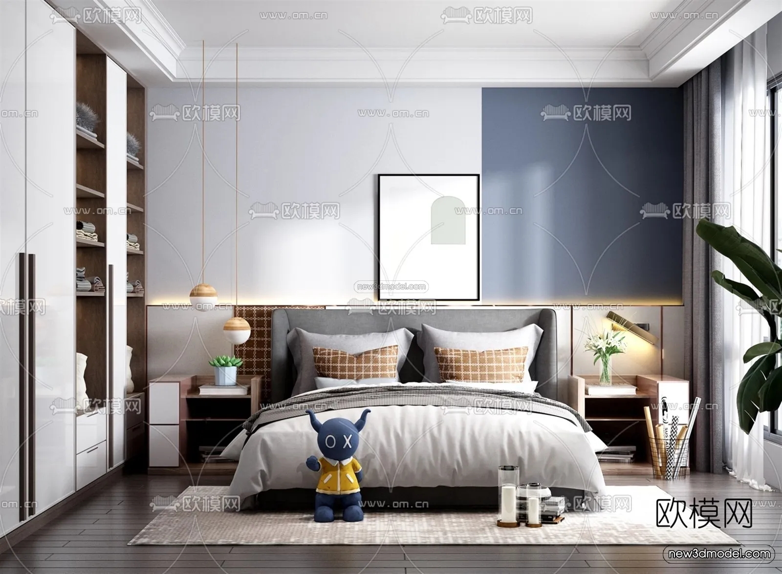 Morandi Style Interior 3D Blocks – Bedroom 3D Scene – 161 – VRAY