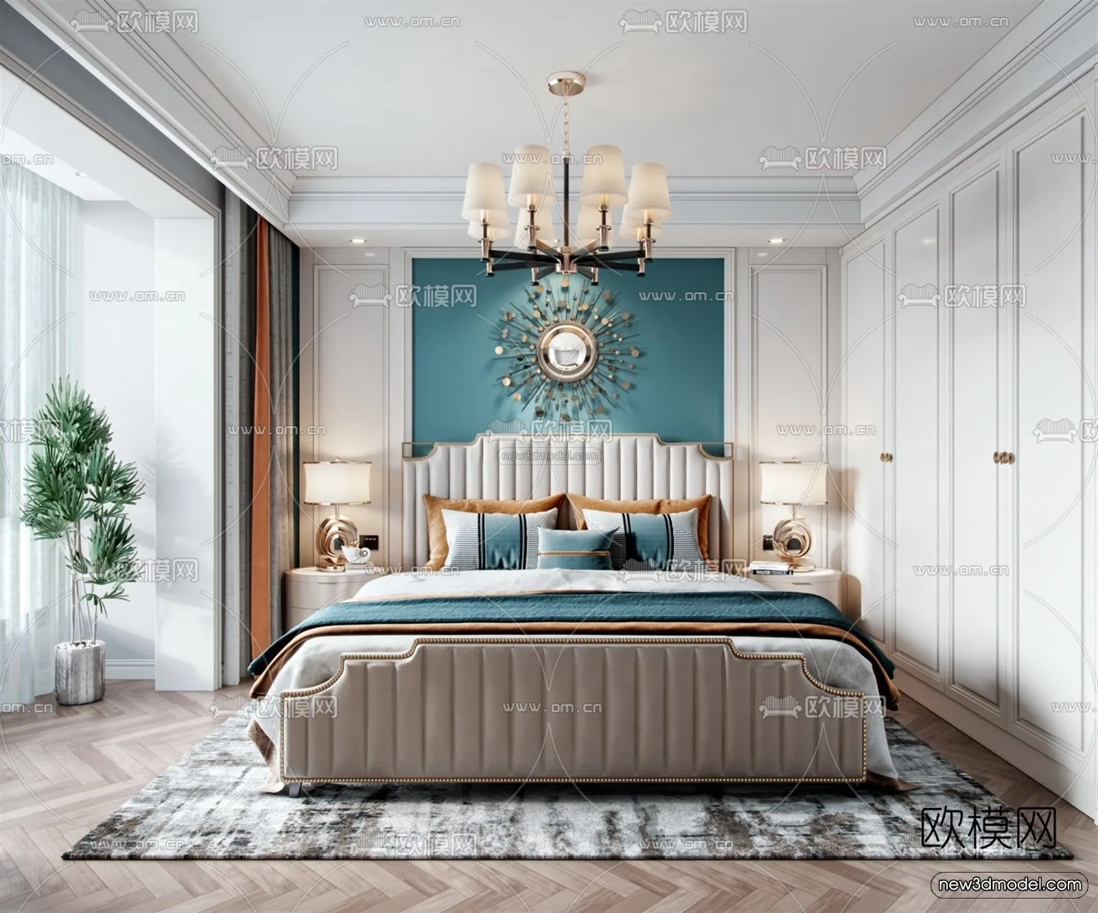 Morandi Style Interior 3D Blocks – Bedroom 3D Scene – 181 – VRAY