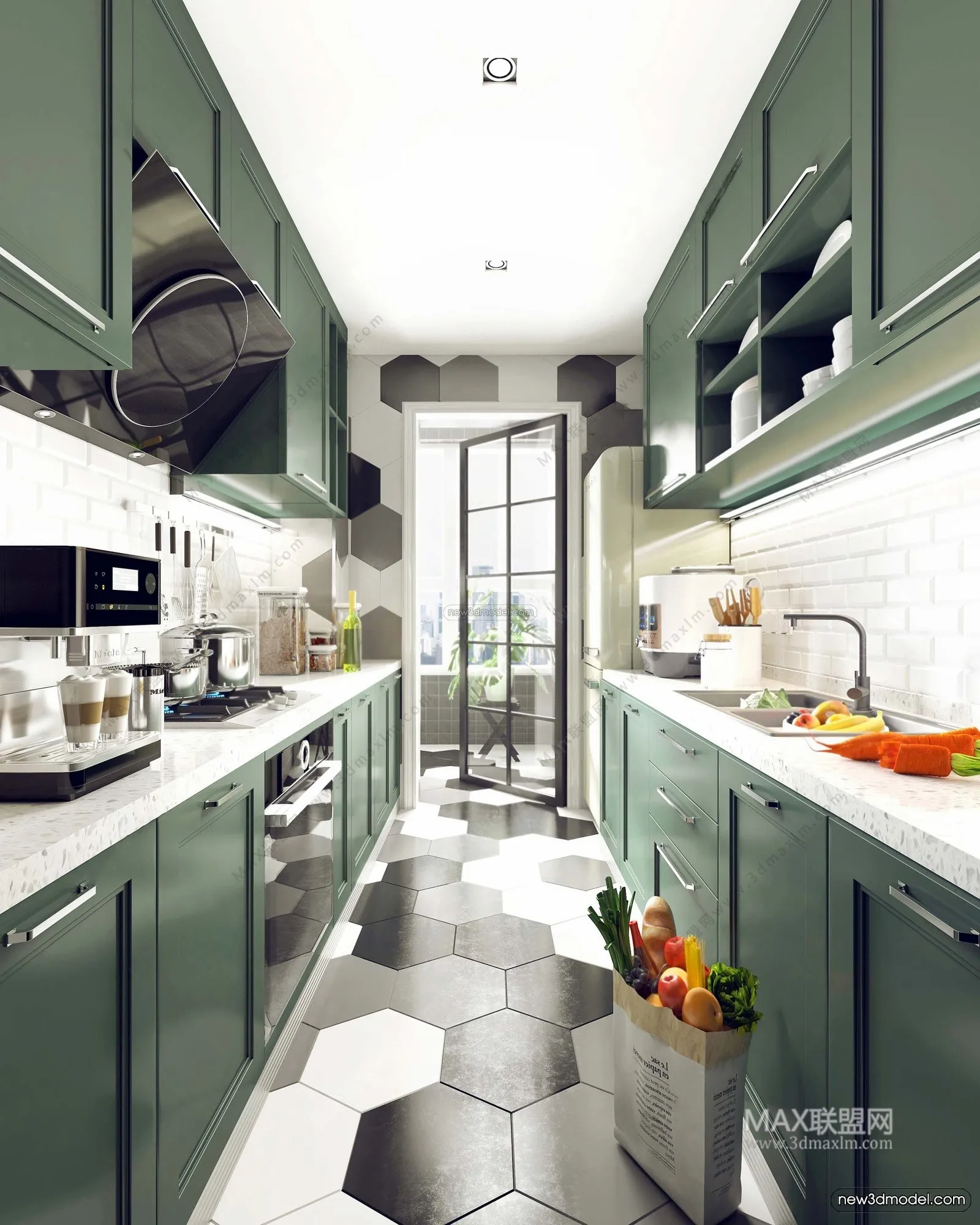 Morandi Style Interior 3D Blocks – Kitchen 3D Scene – 220 – VRAY