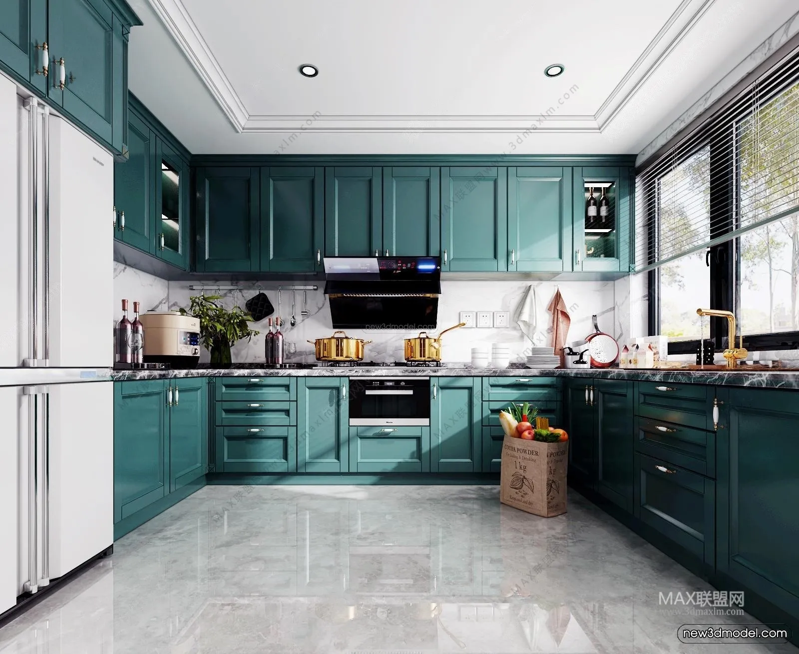 Morandi Style Interior 3D Blocks – Kitchen 3D Scene – 226 – VRAY