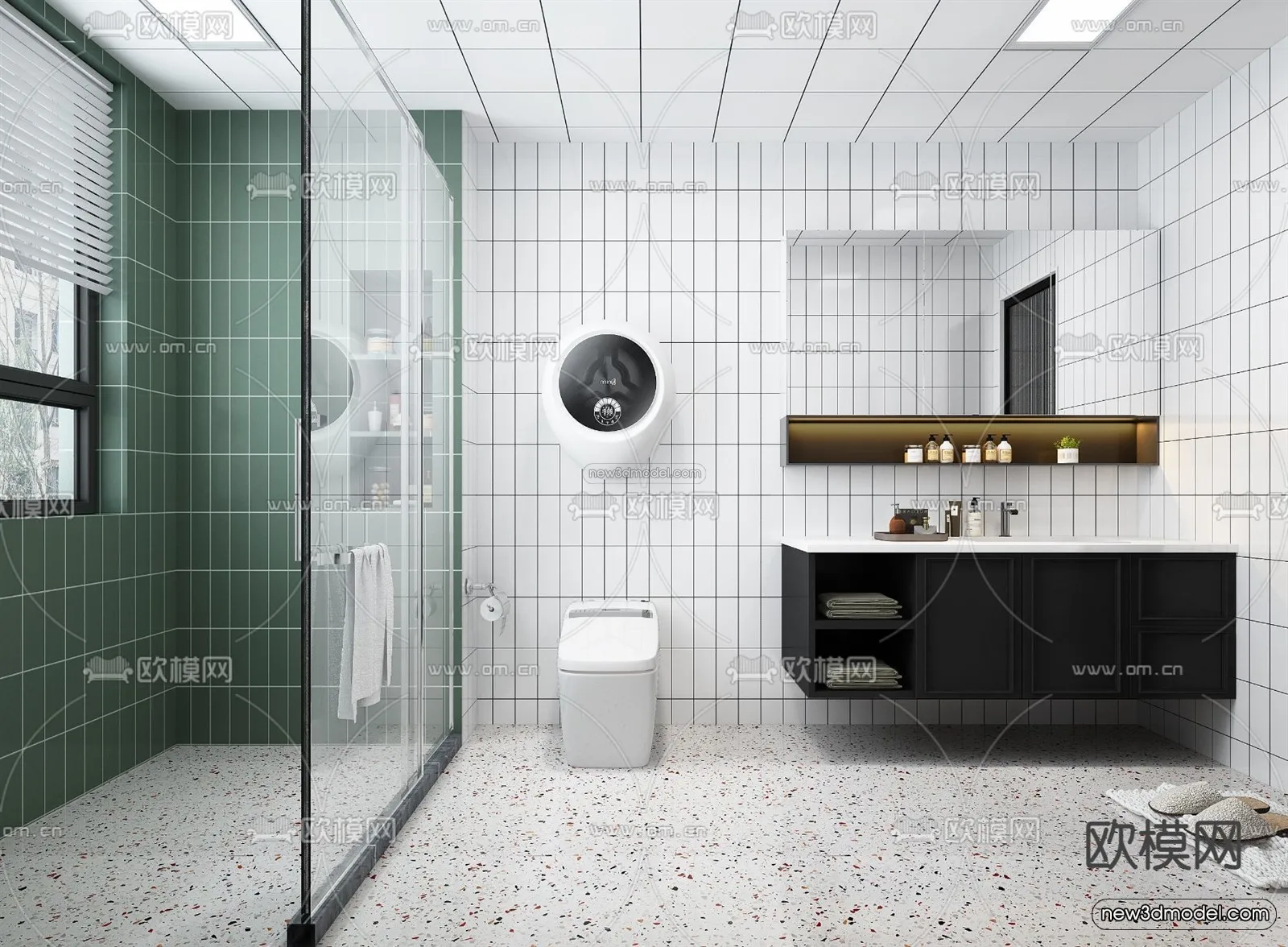 Morandi Style Interior 3D Blocks – Living Room 3D Scene – 041 – VRAY