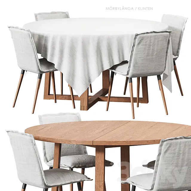 MORBYLANGA KLINTEN Table and chairs IKEA 3DS Max Model