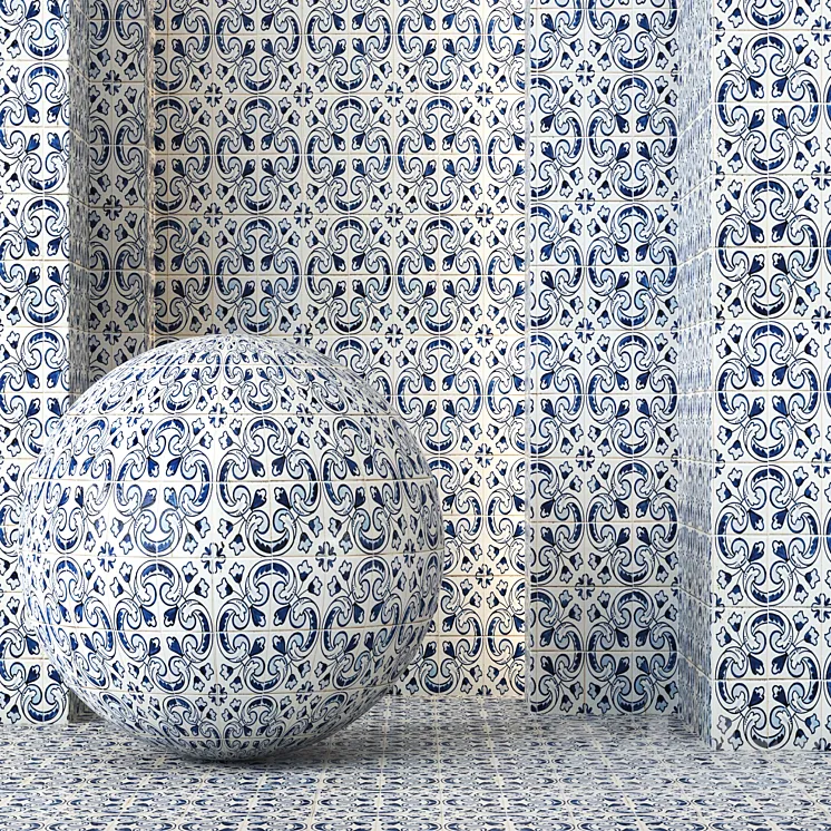 Moroccan Tile Texture 4K – Seamless – 4 Color 3DS Max Model