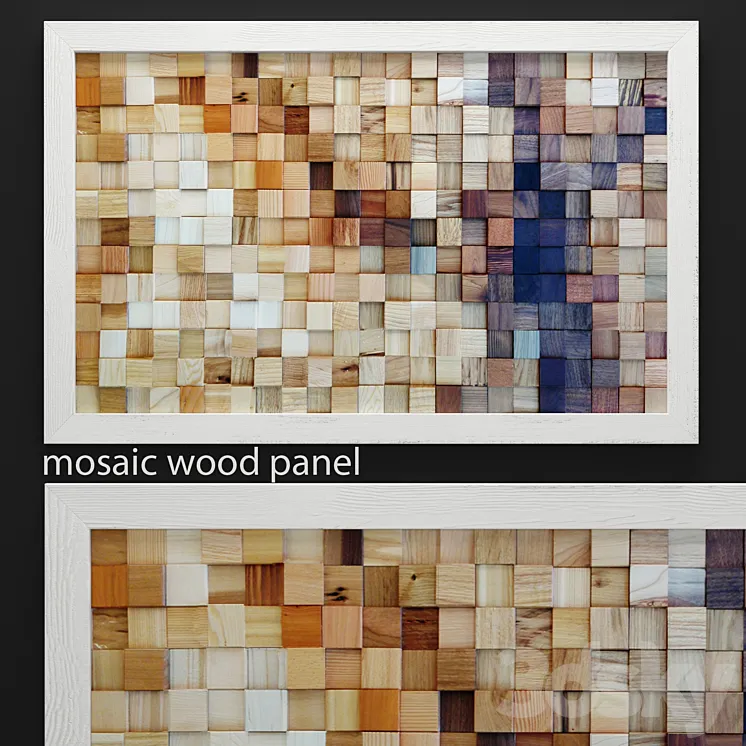 mosaic wood panel mosaic wooden picture bars timber abstraction natural decor eco design 3DS Max