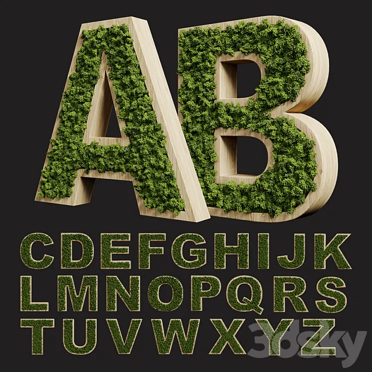 Moss alphabet 3DS Max Model
