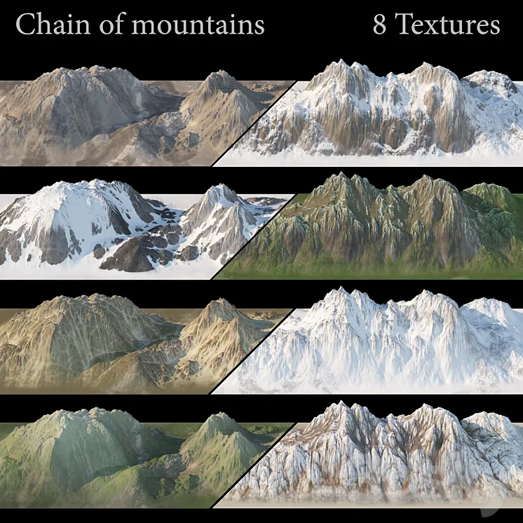 Mountain chain. 8 textures. 3DS Max