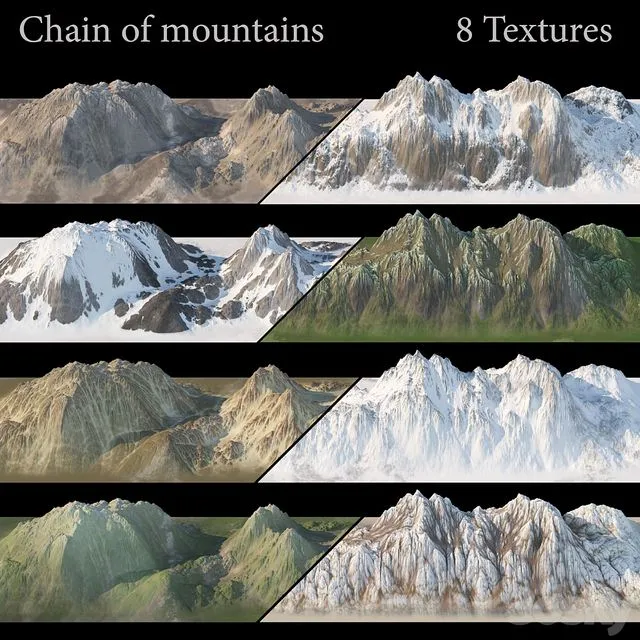 Mountain chain. 8 textures 3dsMax Model
