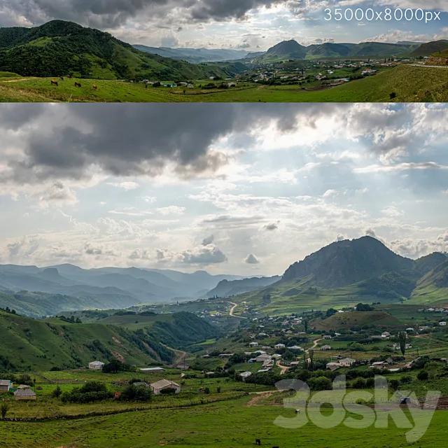 Mountain village. Panorama 35k 3DS Max Model