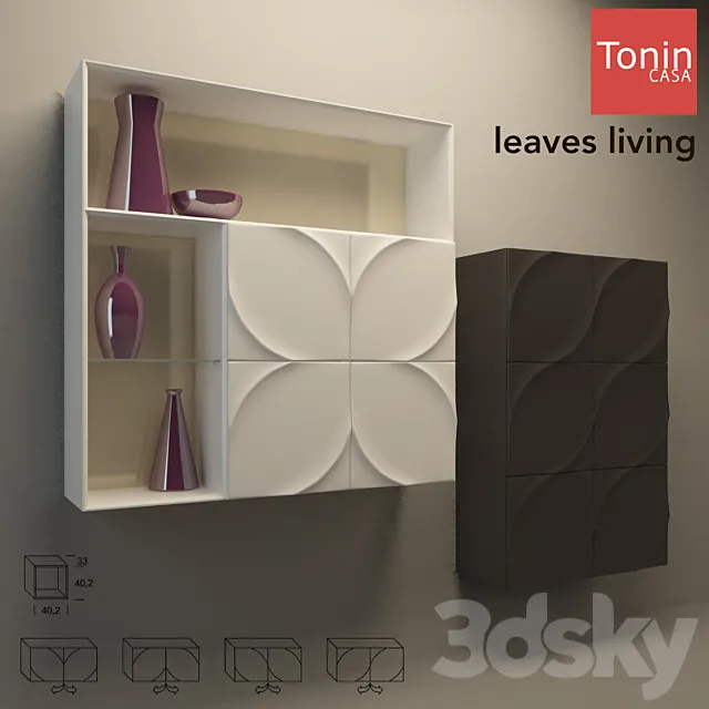 Mounted modular cabinets Leaves Living 3DSMax File