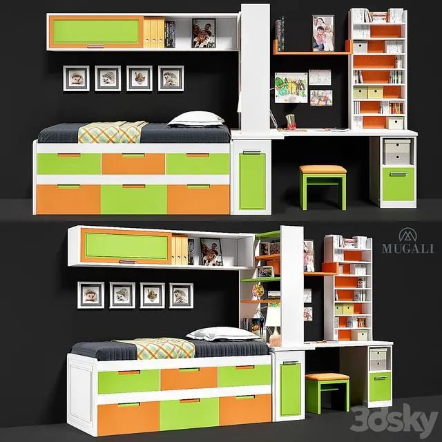 Mugali Juvenile №101 Children cabinet furniture 3dsMax Model