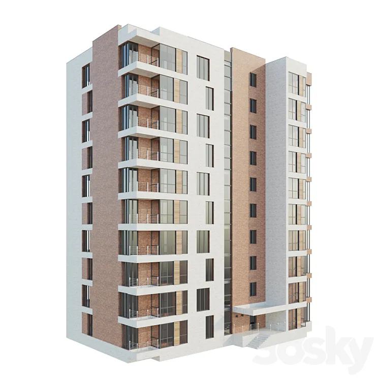 Multi-storey residential building 3DS Max