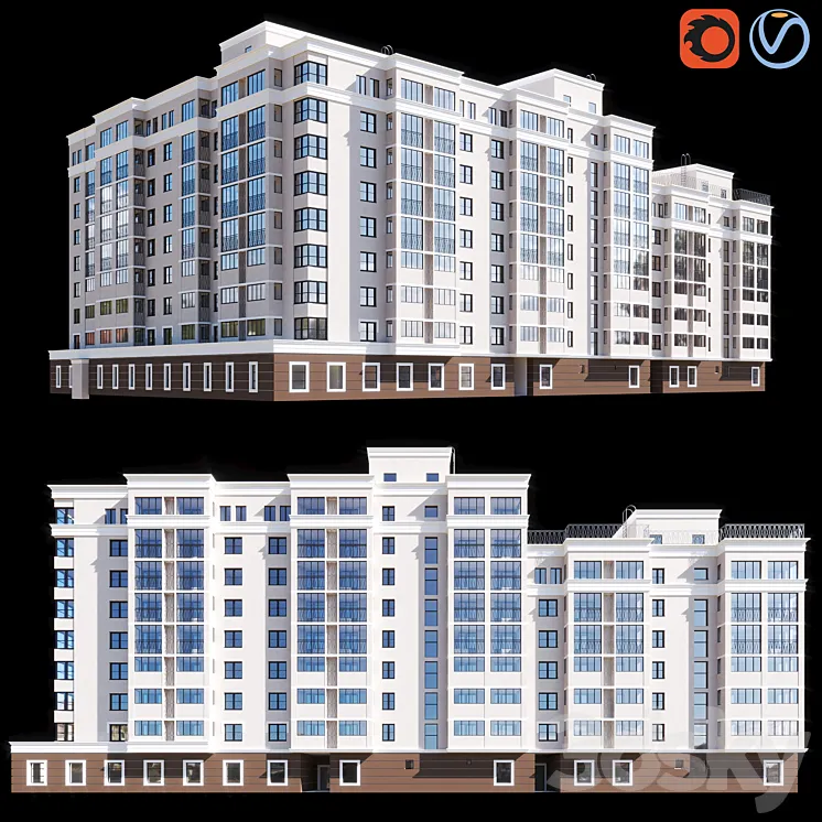 Multi-storey residential building 3DS Max