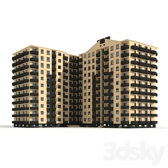 Multi-storey residential building 3DS Max Model