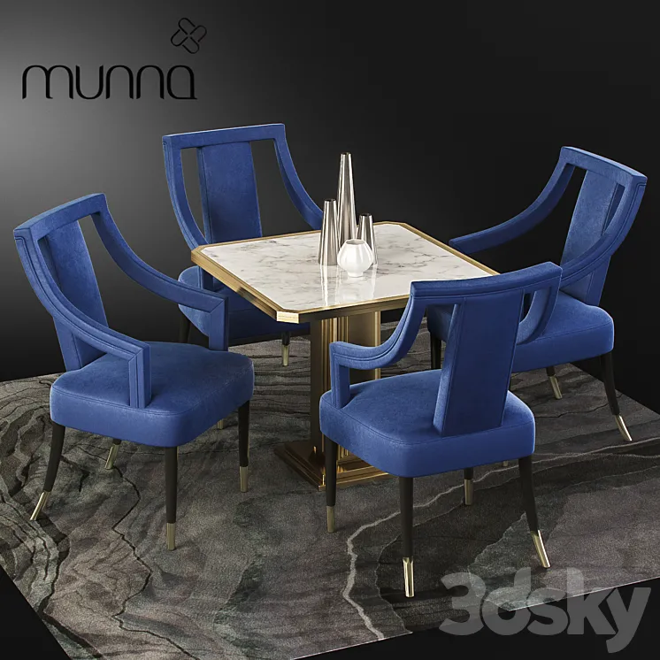 Munna Design dining set with CORSET Chair Table and Decor 3DS Max