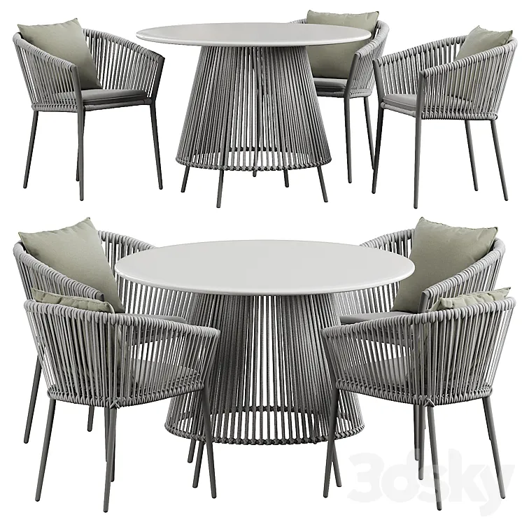 Muse dining table Silver round 3DS Max Model