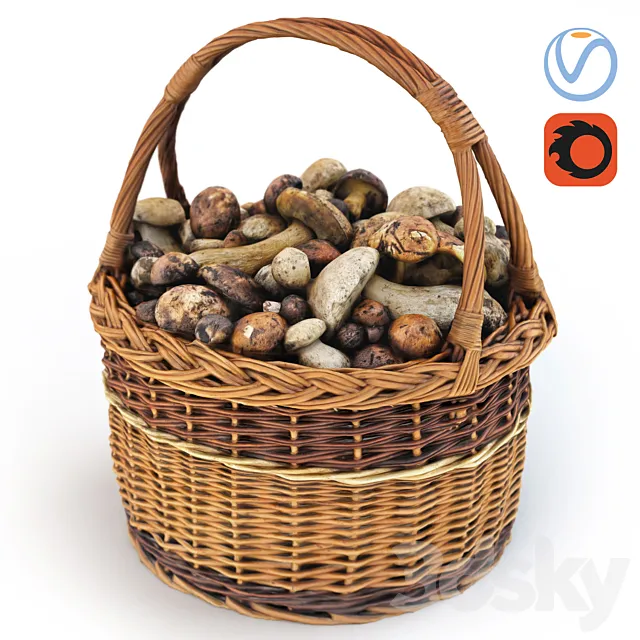 Mushrooms in a basket 3ds Max