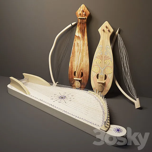 Musical Russian stringed instruments 3DS Max Model