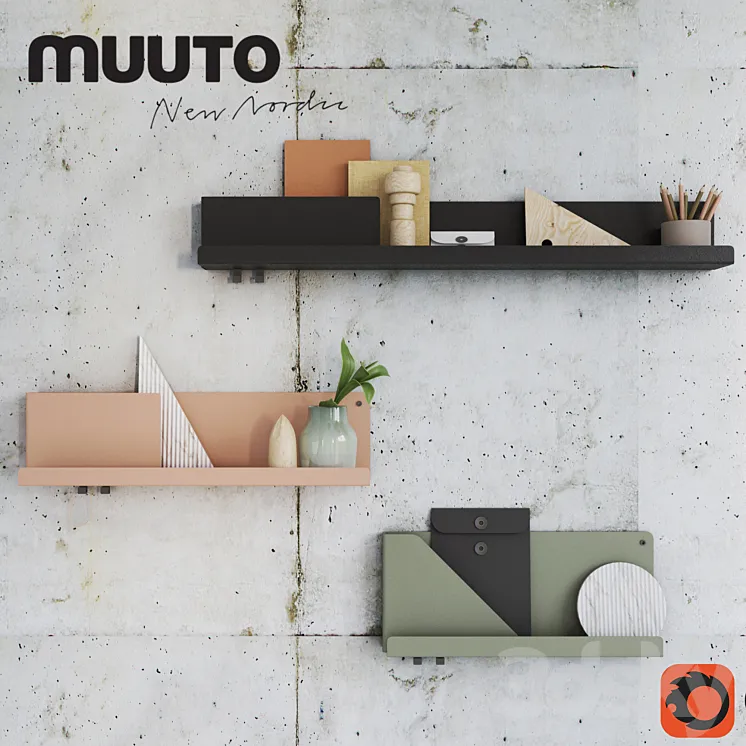 Mutto FOLDED SHELVES with decor 3DS Max Model