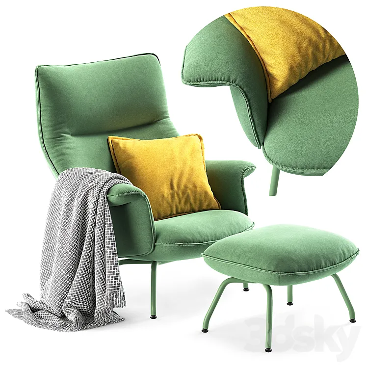 Muuto Doze Lounge Chair & Ottoman 3DS Max