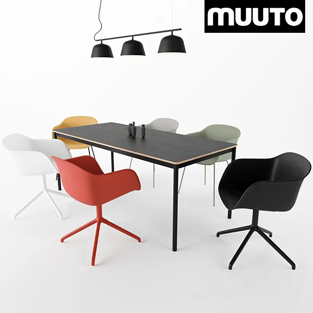 MUUTO Fiber Armchair Ambit Rail Lamp Base Table 3DS Max Model