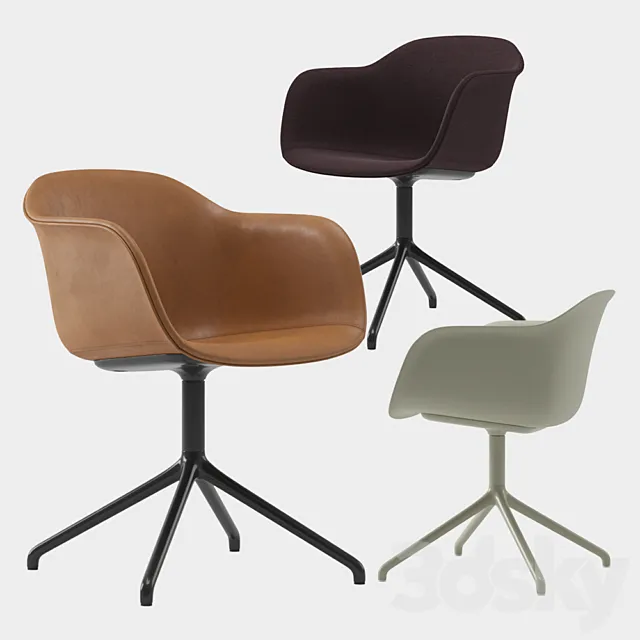 Muuto fiber armchair swive base 3DS Max Model