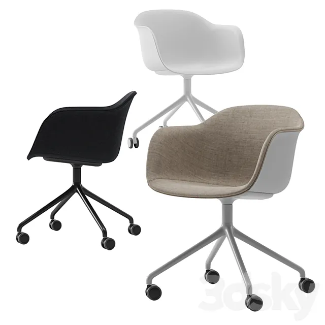 Muuto Fiber armchair swivel base w 3DS Max Model