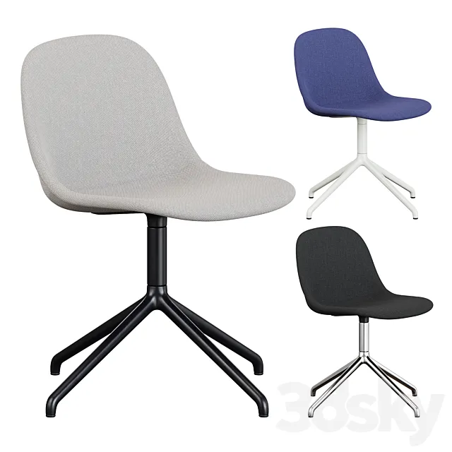 Muuto Fiber Fabric Side Chair Plastic Swivel Base 3DS Max Model