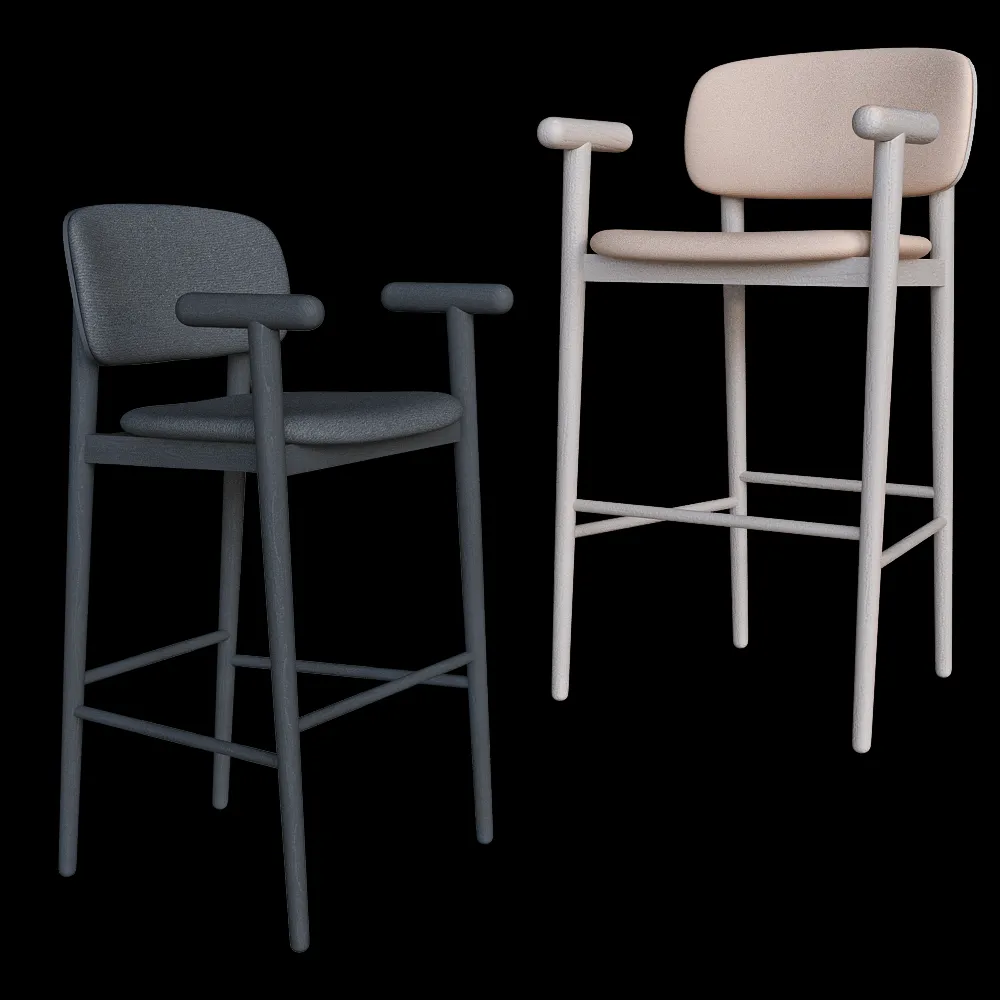 MZPA – Barstool Mild with armrests and soft back 3ds Max