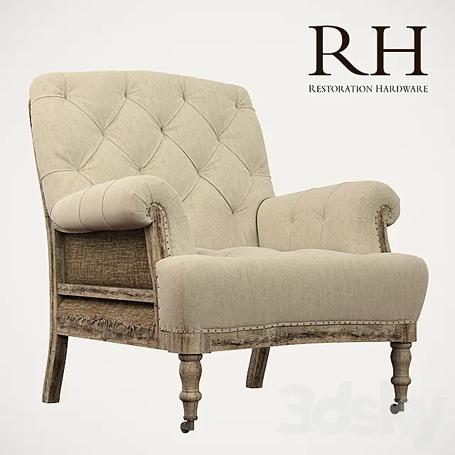 Napoleon deconstructed tufted roll armchair 3DS Max Model