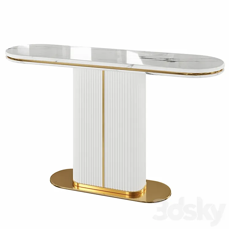 Narrow Console Table with Marble Top MDF Base 3DS Max
