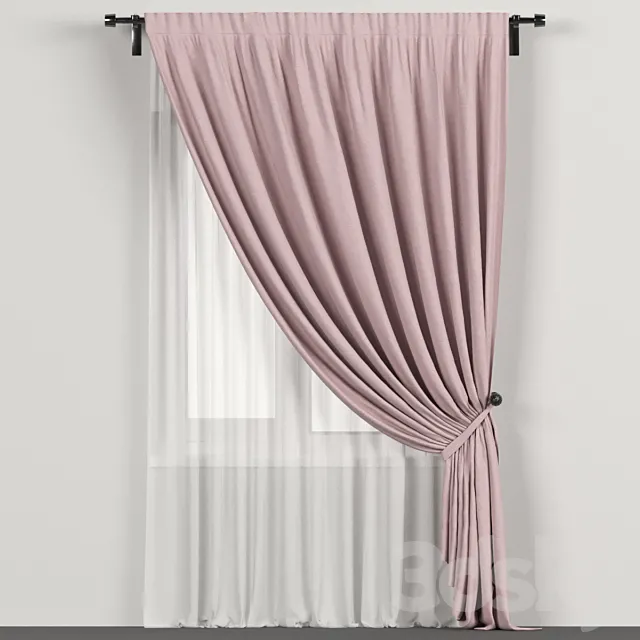Narrow pink curtains in the background with tulle. 3DSMax File