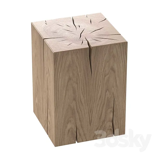 NATURAL SOLID OAK CUBE TABLE BY ROSE UNIACKE 3DSMax File