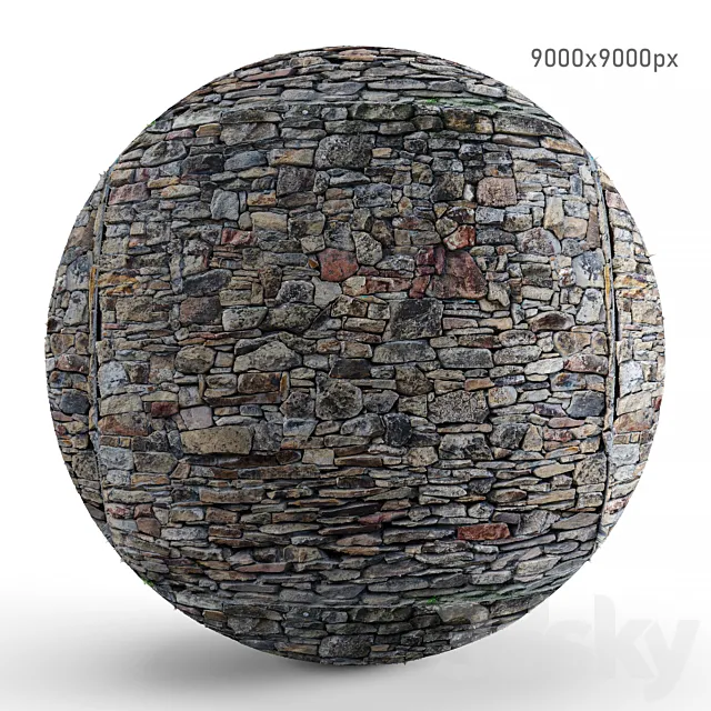 Natural stone wall texture. PBR 3ds Max