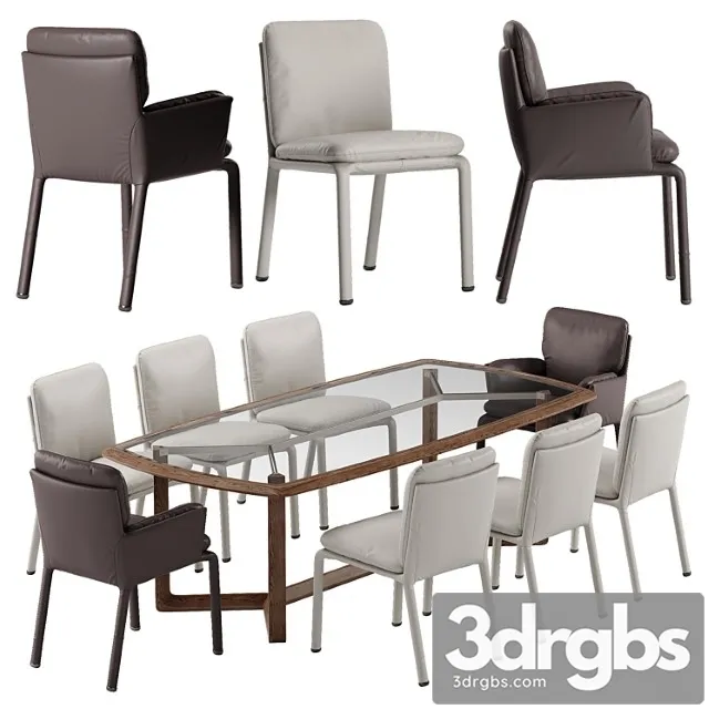 Natuzzi ambra chair amber table set 2 3dsmax Download