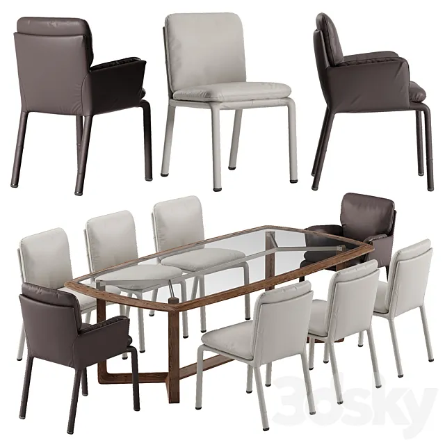 Natuzzi Ambra chair Amber table set 3DSMax File