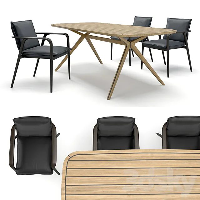 Natuzzi Dining Chairs MOORE and table DECK 3DSMax File