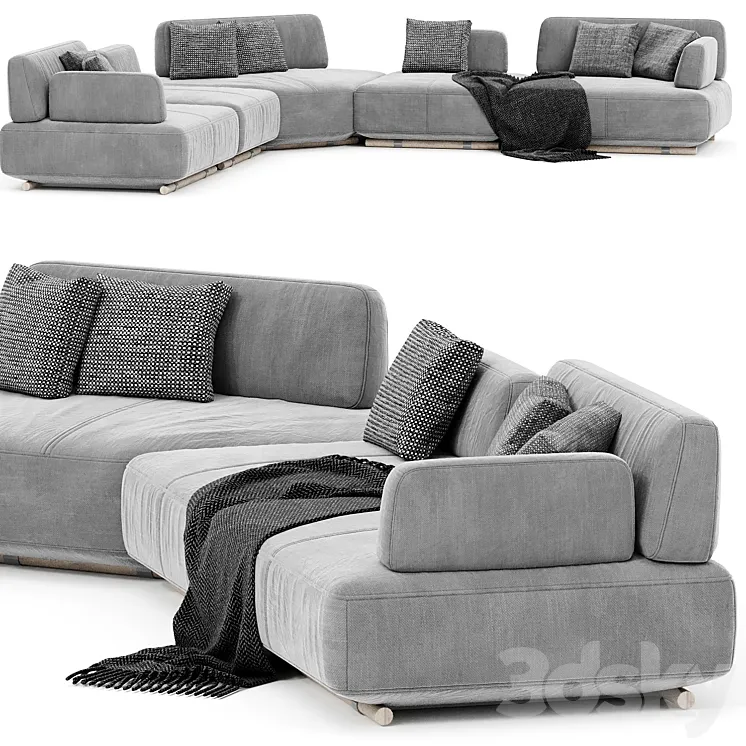 Natuzzi Italia Cava Sectional upholstered sofa 3DS Max Model
