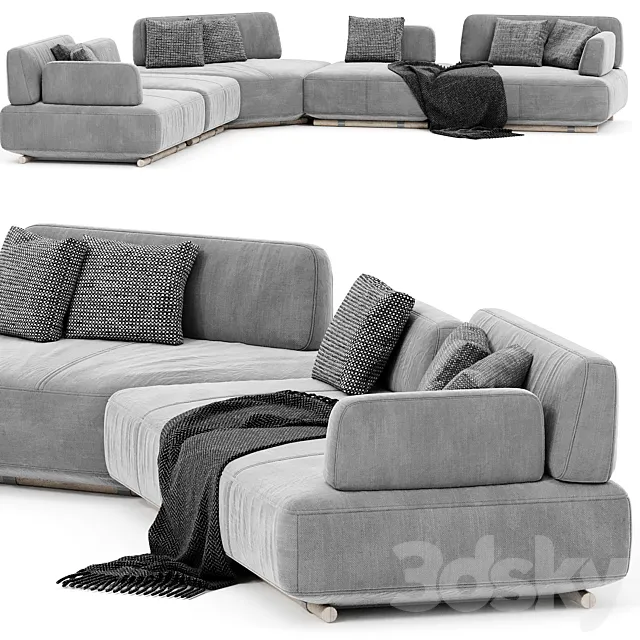 Natuzzi Italia Cava Sectional upholstered sofa 3DSMax File
