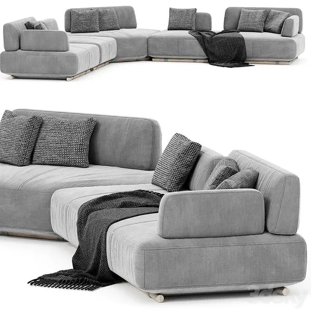 Natuzzi Italia Cava Sectional upholstered sofa 3dsMax Model