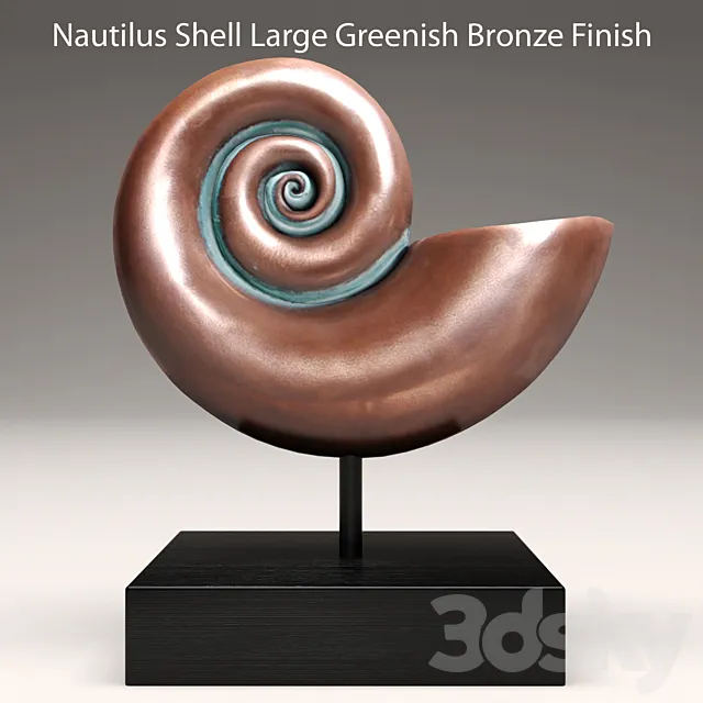 Nautilus Shell Bronze figurine patina copper ammonite decor shell 3DS Max Model