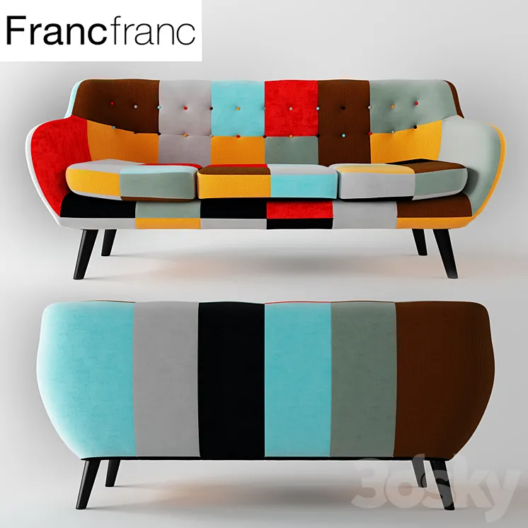 NAVIA Patchwork Sofa 3S 3DS Max