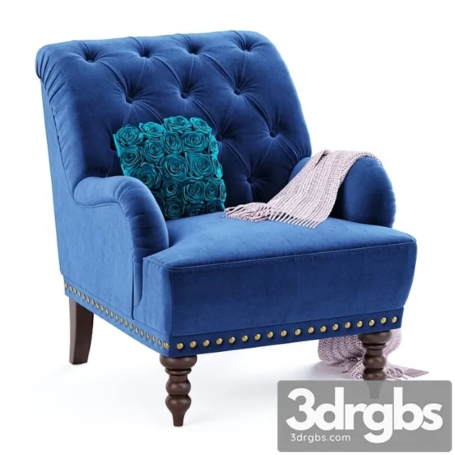 Navy blue velvet armchair 3dsmax Download