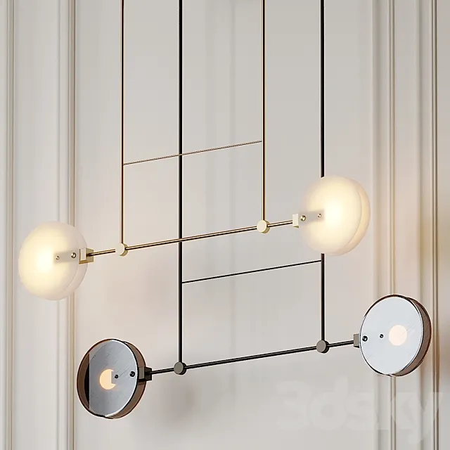 Nebulae 22- Double Horizontal Chandelier Twentieth 3DS Max Model