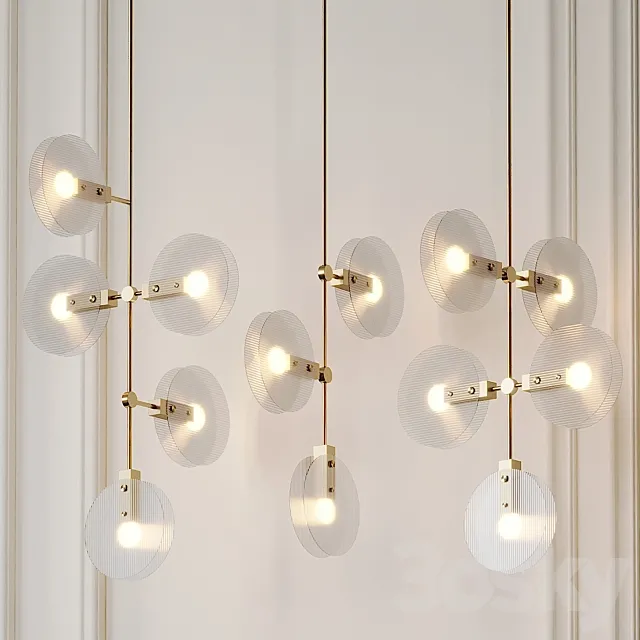 Nebulae Hanging Chandelier 3 Positions 3DS Max Model