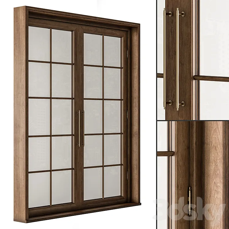 Neo Classic Glass and Wood Door Set 42 3DS Max Model