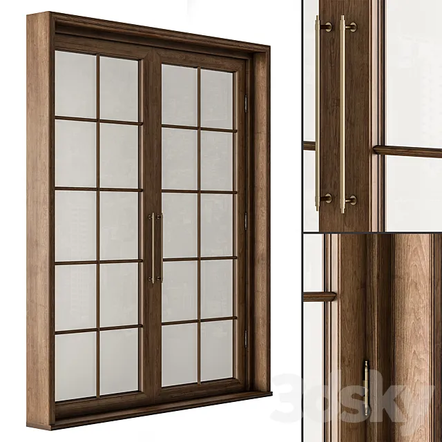 Neo Classic Glass and Wood Door Set 42 3dsMax Model