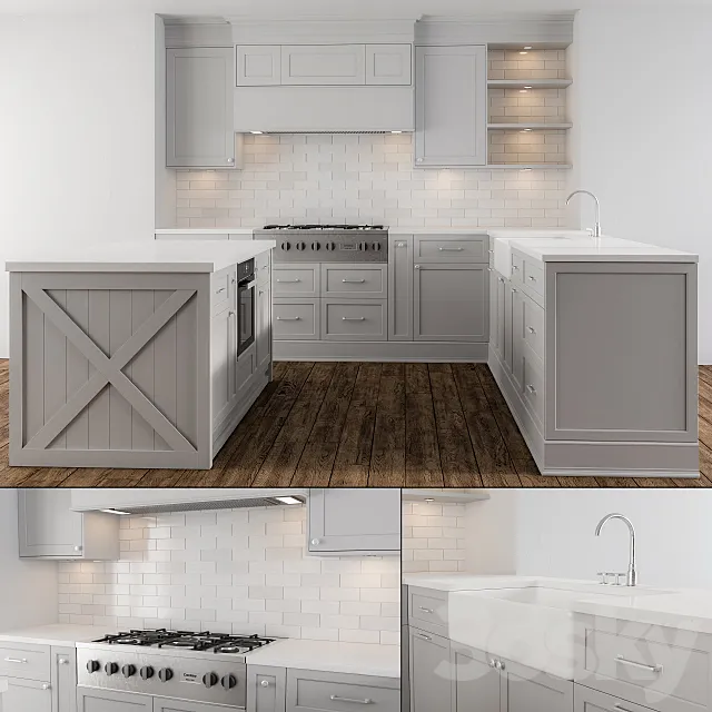 Neo Classic Gray Kitchen 3ds Max