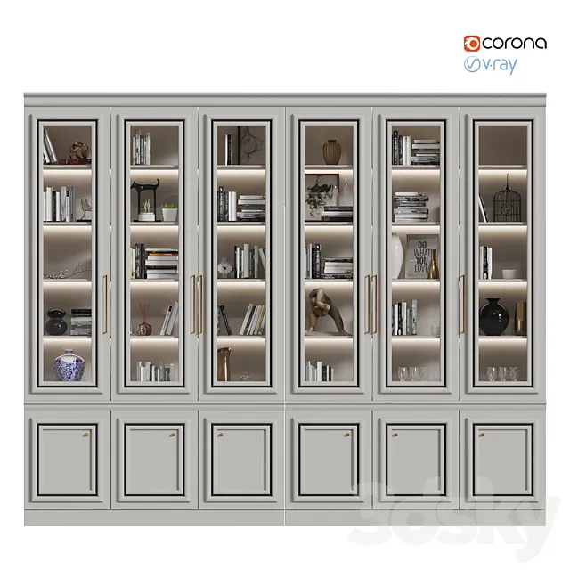 Neoclassic wardrobe with decor 3ds Max