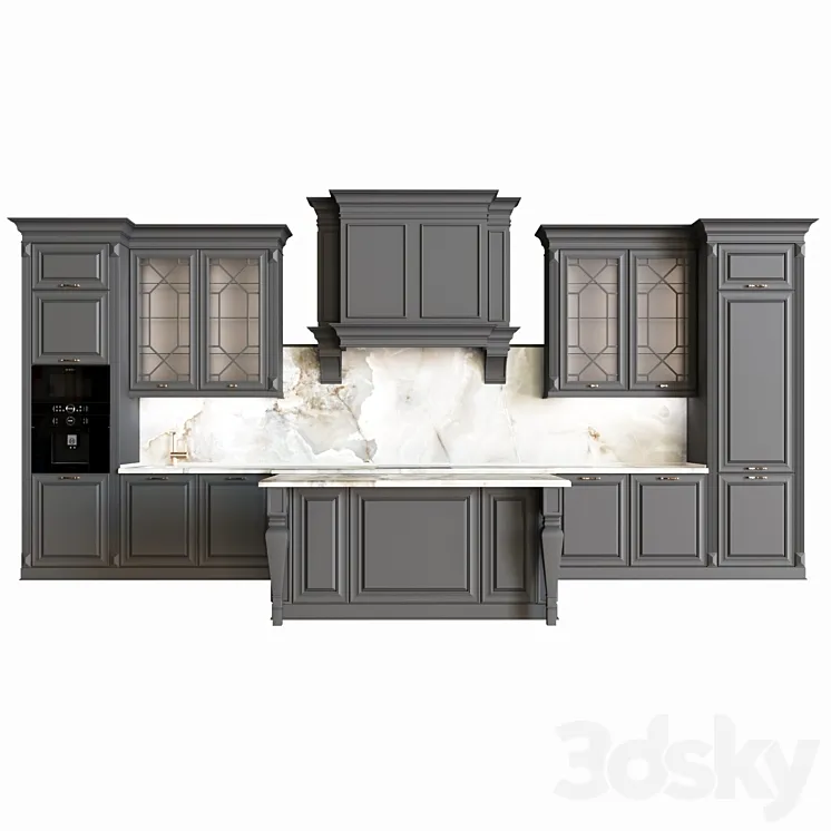 Neoclassical kitchen 04 3DS Max Model